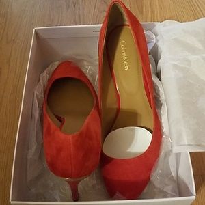 Red Suede Calvin Klein Pump size 9M